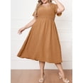 thumbnail image 4 of Vestido de talla grande para mujer, manga corta, elástico, cintura alta, vestido informal a cua CACAGOO Vestido, 4 of 7