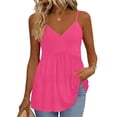 thumbnail image 2 of Camisole Tops For Women Casual Pink V Neck Solid Color Tank Sleeveless Tank Summer Tops For Women, 2 of 6