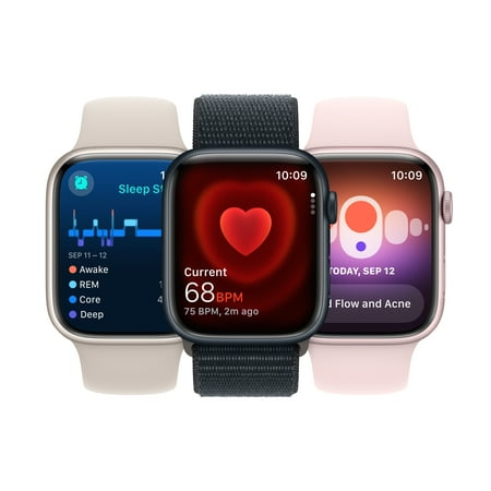 Apple Watch Series 9 (GPS) 41mm Silver Aluminum Case with Storm Blue Sport Band with Blood Oxygen - M/L - Silver