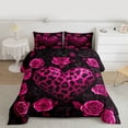 thumbnail image 2 of Castle Fairy Black Pink Love Heart Queen Comforter Set,Leopard Print Bedding Comforter Set, 2 of 8