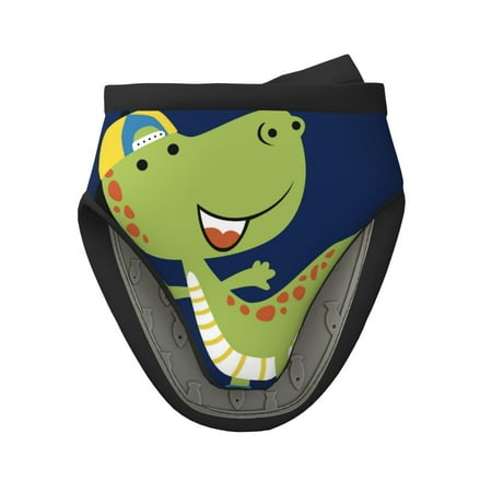 

Tebeau Dino Playing Roller Skate Print Short Oven Mitts Heat Resistant Silicone Kitchen Mini Oven Mitts Non-Slip Grip Surfaces and Hanging Loop Gloves