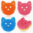 thumbnail image 1 of Incluye 4 esponjas de limpieza de doble cara al azar con superficies sensibles a la temperatura, aptas for lavavajillas y no rayan, diseño de cara de gato multicolor., 1 of 6