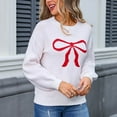 thumbnail image 1 of Frostluinai Chandails Légers pour Femmes Mode Imprimé Nœud Chandails Tricotés Manches Longues Col Rond Mignon Pull Tricoté Doux Chandails d'Automne Liquidation, 1 of 9