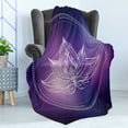 thumbnail image 4 of Galaxy Mandala Soft Flannel Fleece Throw Blanket, Boho Style Lotus Flower Illustration on Space Background, Cozy Plush for Indoor and Outdoor Use, 60" x 80", Dark Purple Violet, by Ambesonne, 4 of 5