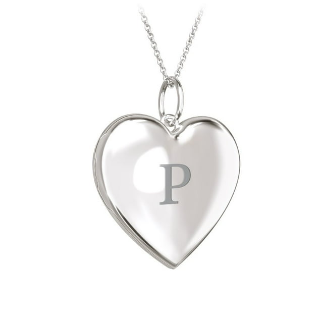 Initial Heart Locket Necklace in 10K White Gold