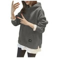 thumbnail image 4 of Womens Solid Long Sleeve Irregular Sweatshirt Loose Print Pullover Tops Blouse Oversize Hoodies Women Softy Sweat Shirt Womens Zippe Hoodies Snap Front Hoodie Hoodie Womens Athletic Hoodie Hooded Thin, 4 of 8
