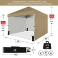 thumbnail image 4 of CROWN SHADES 10X10 Comercial Instant Canopy Pop Up Tent with Center Lock 4 Sidewalls Sto'N Go Bag Beige, 4 of 7