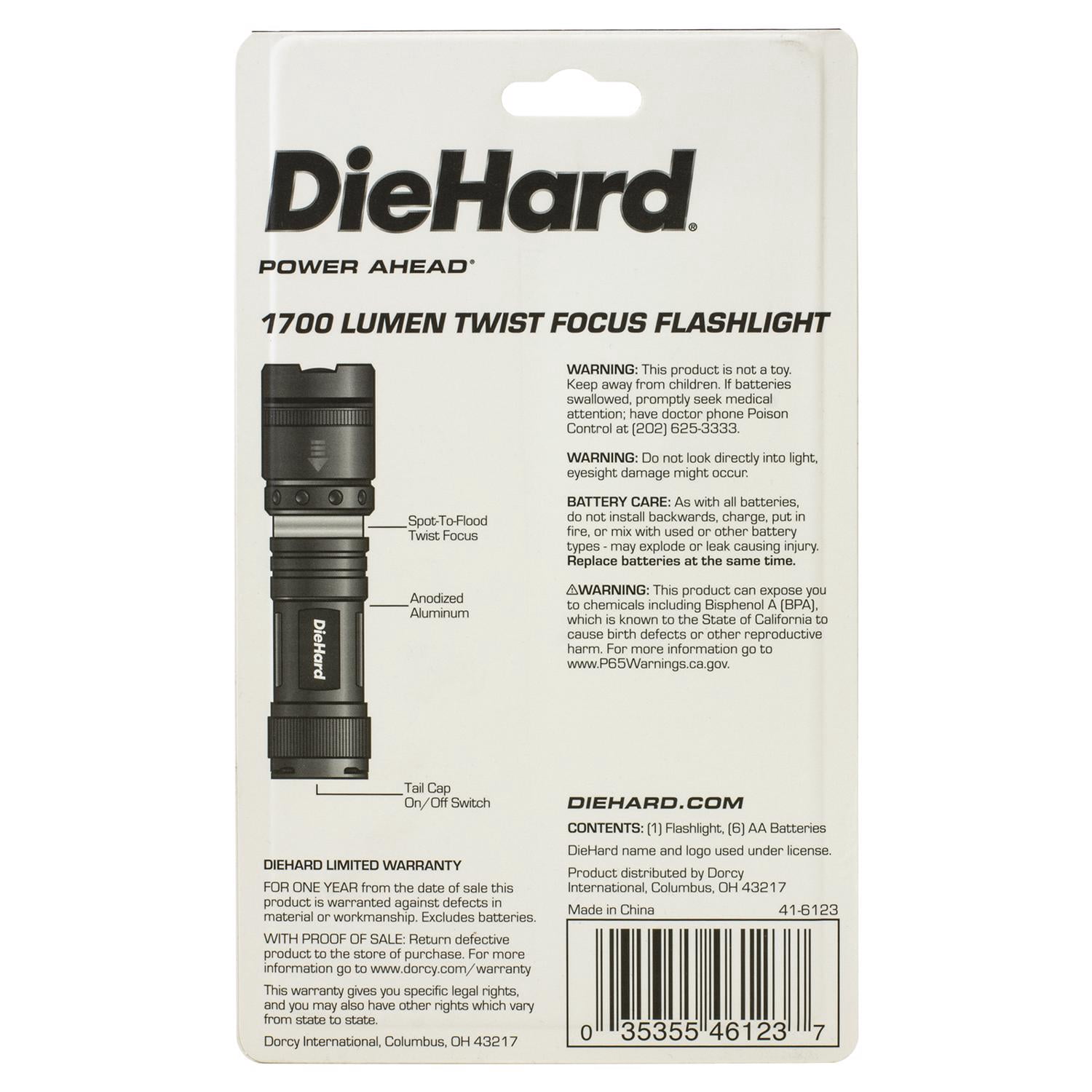 DieHard 41-6123 1,700-Lumen Twist Focus Flashlight