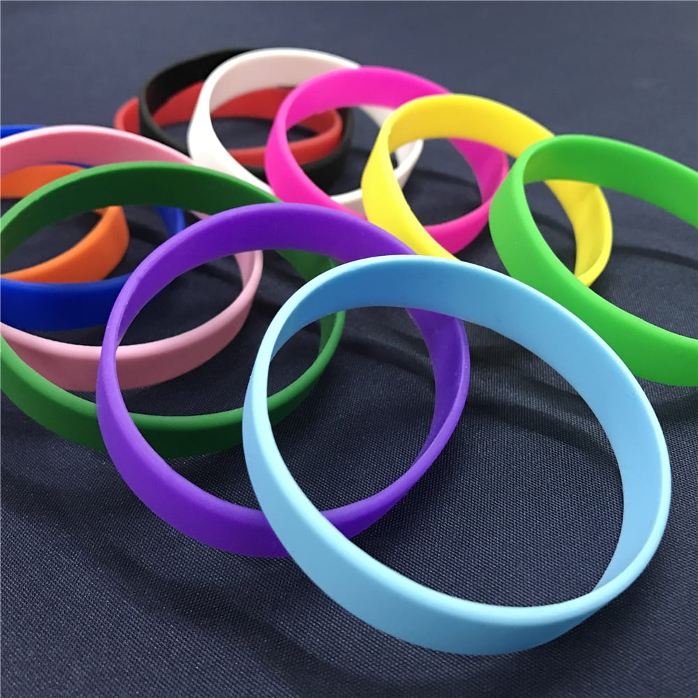 Libima 240 Pcs Neon Silicone Bracelet Bulk Solid Color Silicone Wristbands  Stretch Blank Colored Rubber Bracelets for Events Party Men Women Teen
