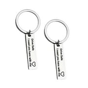 2 Pack Drive Safe Keychains With Pendant I Need You Here With Me, I Love You Keychain Silver 1