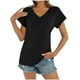 thumbnail image 3 of Pantalones deportivos para mujer,Suéter informal de manga corta con cuello en V para mujer, top de poliéster de color liso, cómodo para uso diario en casa, sopatenor, 3 of 9
