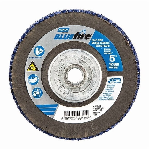 Norton Abrasives Fiber Disc,5 in Dia,5/8in Arbor,P36 Grit 66623399189