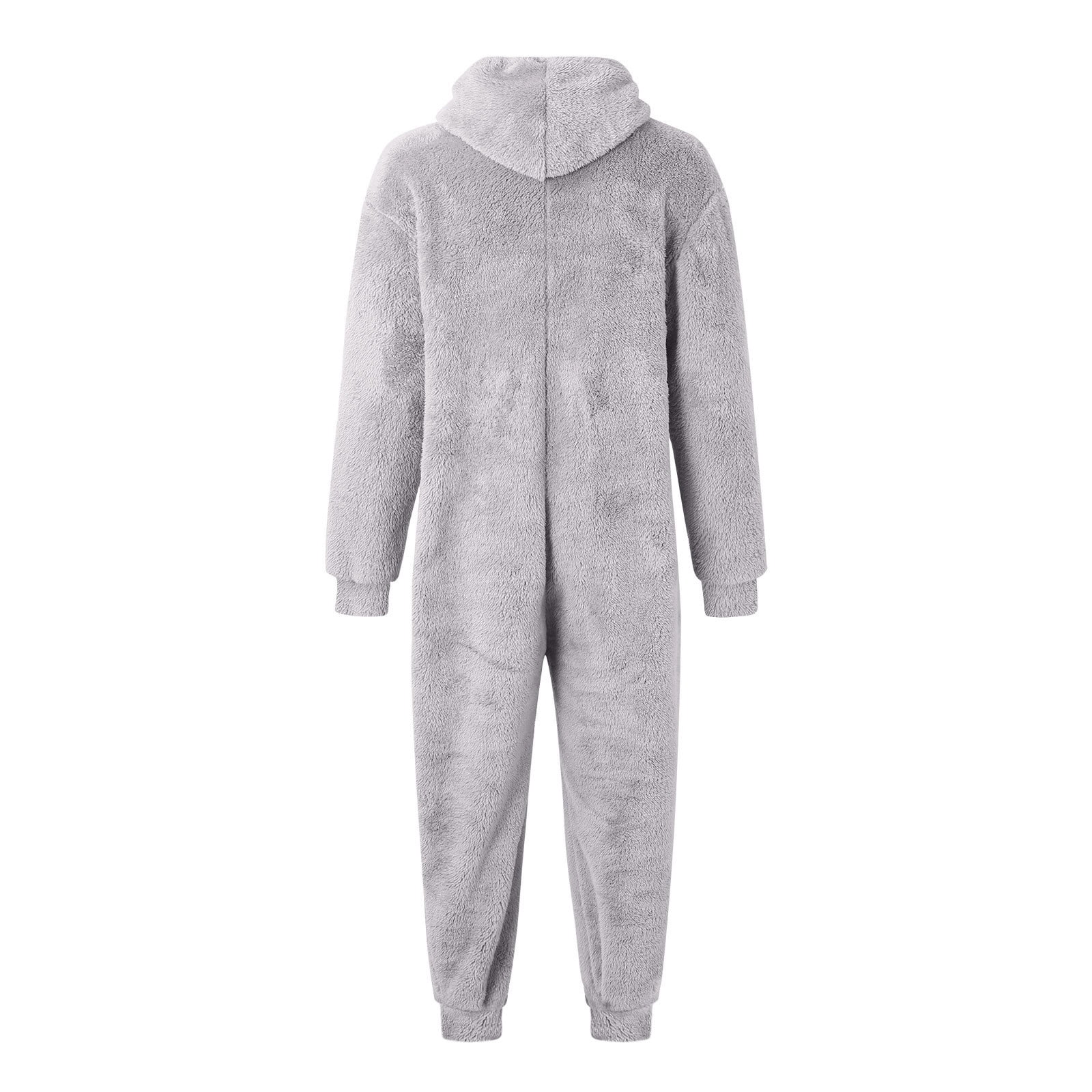 WAENQINLA Men's Warm Fleece Hooded Onesie Jumpsuits Casual Winter One Piece Full Zipper Pajamas Romper Long Sleeve Thermal Loungewear Sleepwear with Pockets