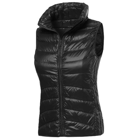 FashionOutfit Women's Lightweight 90% Goose Down Packable Outdoor Puffer (Best Womens Down Vest)