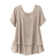 thumbnail image 1 of Túnica de Manga Corta para las Mujeres Color Sólido de Lino Sentir Botón Blusa, Ligera Camiseta de Verano Casual, 1 of 9