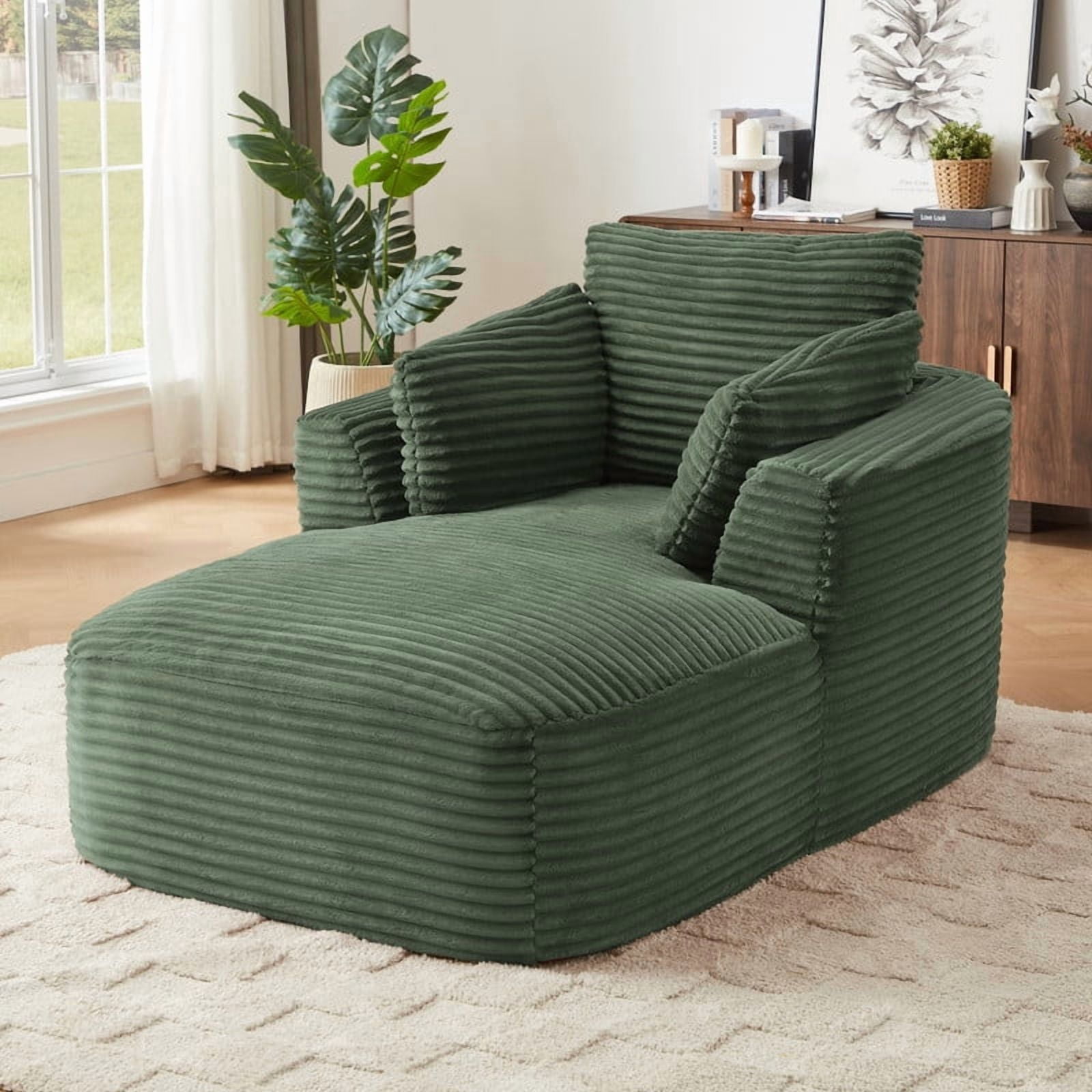 Modern Oversized Corduroy Chaise Lounge Chair, Corduroy Upholstered Modern Sleeper Sofa Lounger Chair for Living Room/Dorm/Apartment, 45.3''x64.6''