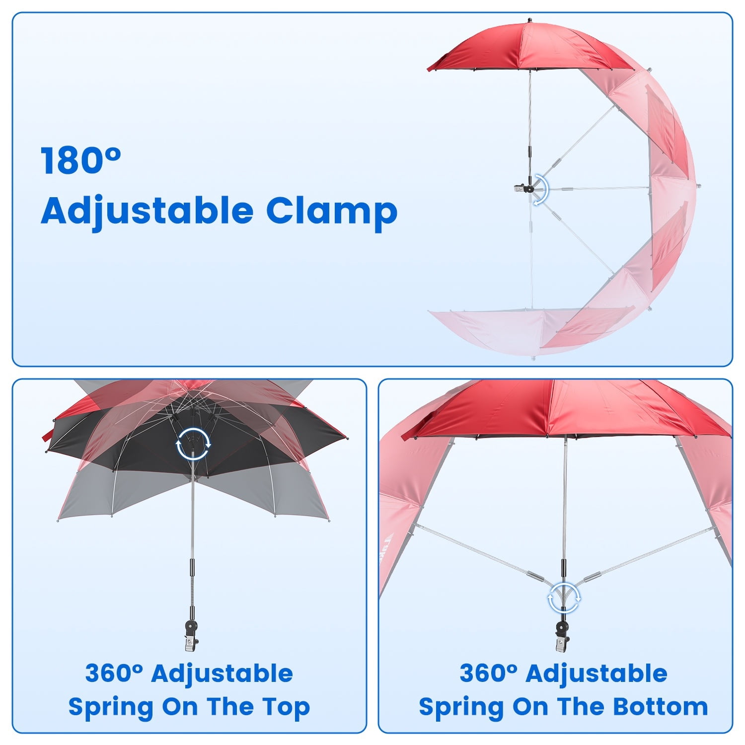 Folding Camping Chair with Detachable 8-Rib Sun Umbrella, 42.13 Inch Canopy Aluminum Alloy Portable Lawn Chair Supports 330LBS with Cup Holder