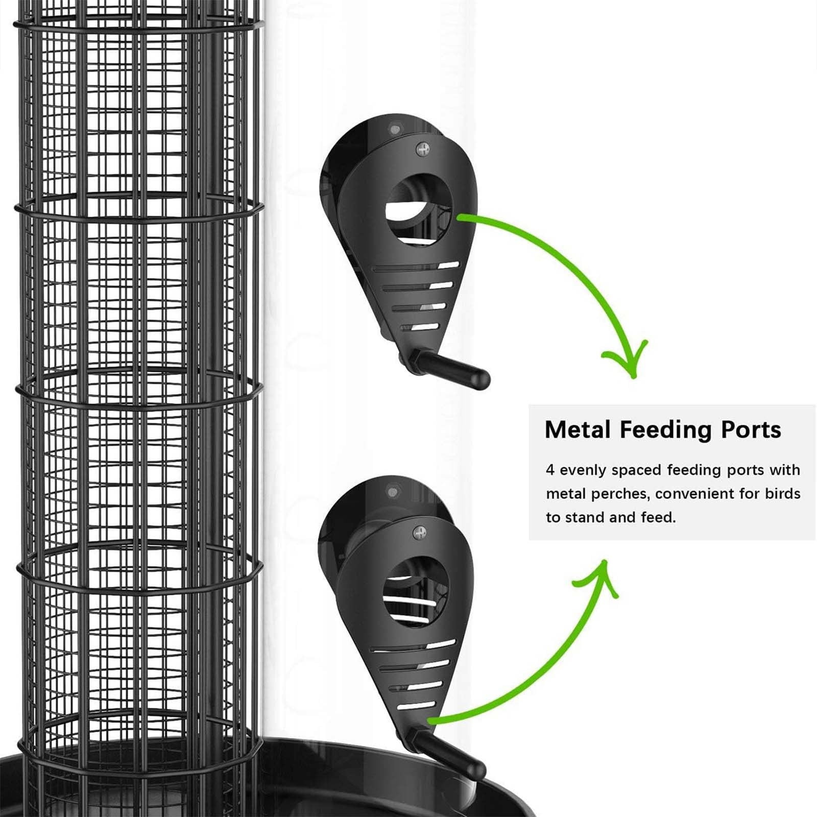 BiFandian 3 in 1 Metal Tube Bird Feeder, Outdoor Hanging Bird Feeder with Three Tubes, Multi Port Feeder for Garden and Yard