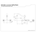 thumbnail image 2 of Kingston Brass KS1242PX Heritage Wall Mount Bridge Kitchen Faucet, Polished Brass, 2 of 2