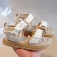 thumbnail image 4 of Xfvqtps Kids Girls Summer Sandals Open Toe Hook and Loop Soft Thick Sole Flats Shoes, 4 of 8