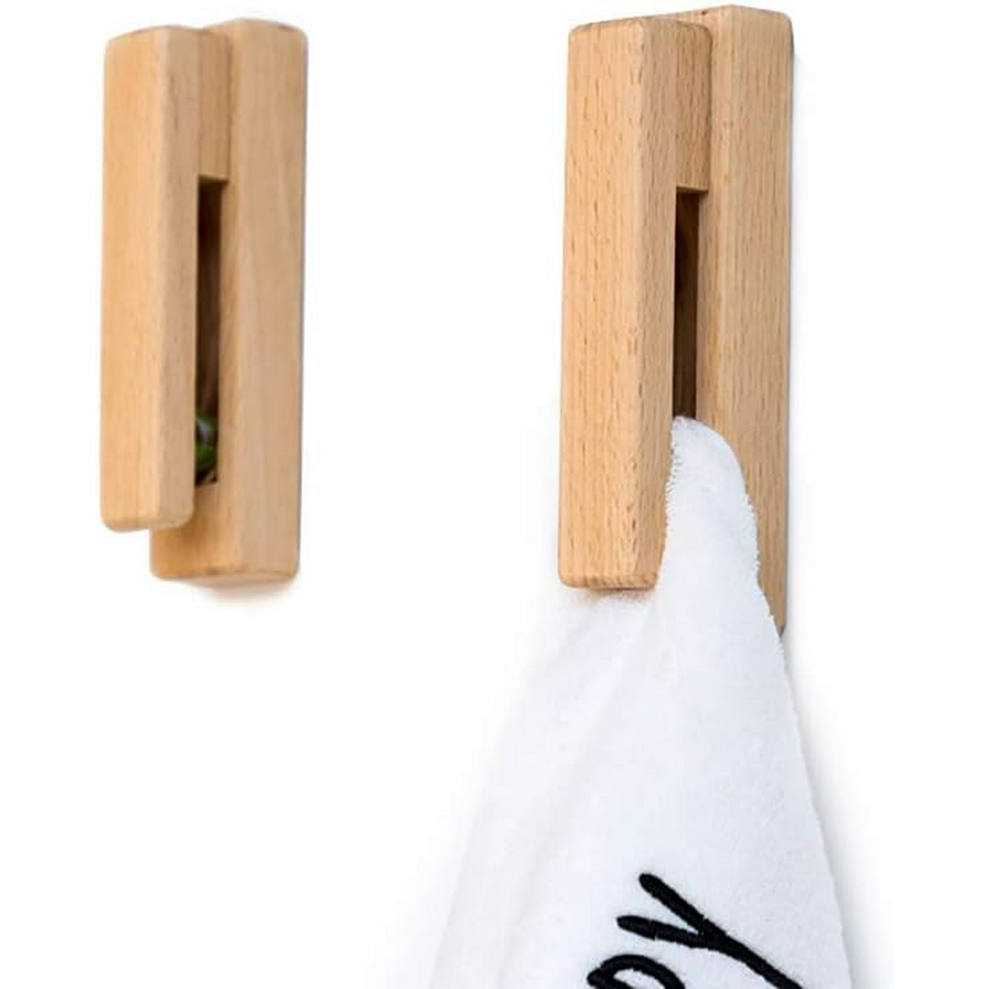 HAHDAXIA Wood Towel Hooks Set of 2 Self Adhesive Vintage Towel Holder Wooden Wall Mounted Towel Racks for Bathroom and Kitchen Quick Drying Reduce Bacterial Growth Firmly Holds Towel Walmart