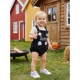 thumbnail image 5 of RUINIXCW Baby Boy Girl My First Halloween Outfit Romper Overalls Baby Summer Fall Clothes 0 3 6 12 18 Months Cute Ghost Spider Letter Embroidery Sleeveless Jumpsuit Playsuit, 5 of 9
