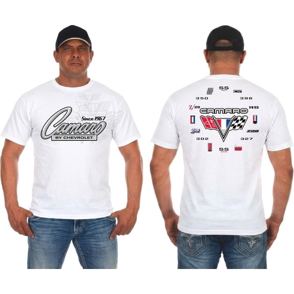 JH Design Men's Chevy Camaro Collage T-Shirt Short Sleeve Crew Neck Shirt 3 Colors