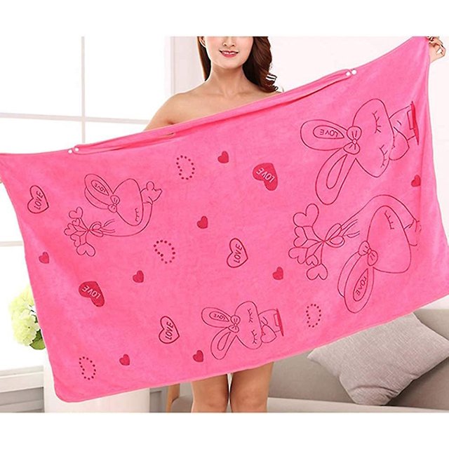 Albornoz de baño envolvente, falda de baño absorbente de agua para mujer, suave de llevar, para ducha de sauna rosa