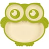NewWestSilicone Owl Divided Plate with Sucker, 3 Compartments Dining Plate for Kids and Babies-Green-beige