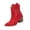 Red, variant on Pointed Toe Block Heel, Embroidered Western Boots, Chick V Cut Booties, Retro Mid Calf Boots, Women Western Cowboy Boots Embroidered Pointed Toe Chunky Block Heel V Cut Retro Mid Calf Boots, Red 8