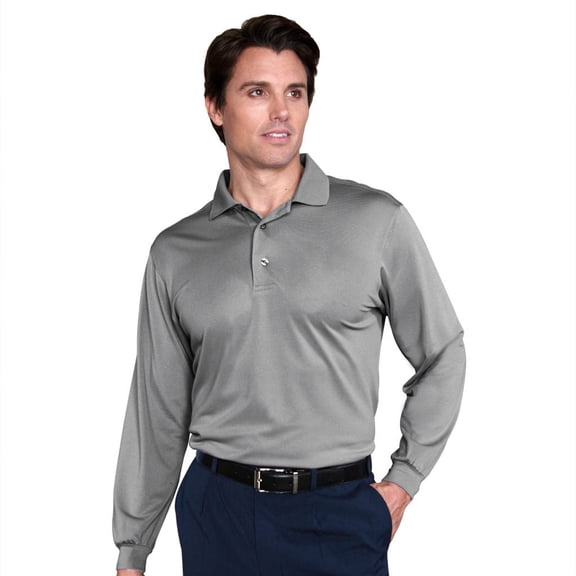 Monterey Club Men's Solid Long Sleeve Golf Polo Shirt #1271