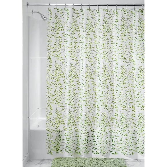 Vine Waterproof PEVA Bathroom Shower Curtain - 72" x 72", Green/White