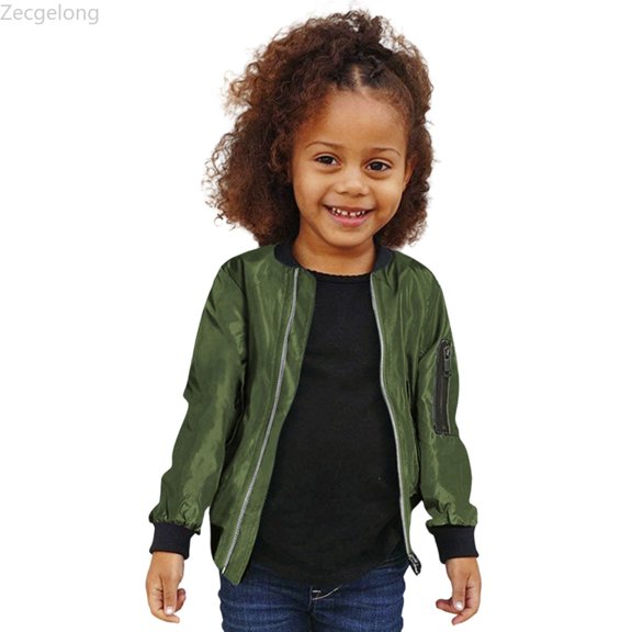 Zecgelong Girls Winter Jacket Warm Windproof Outerwear Casual Long Sleeve Coat With Pockets Loose Fit Kids Autumn Clothing