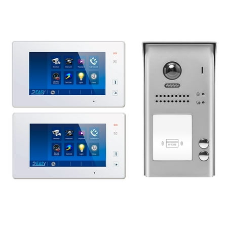 Intercom System Kit - Video Intercom Entry System DK4722 2 Apartment Audio/Video Kit with 2 Touch Screen Monitors