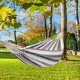 thumbnail image 1 of Outdoor Hammock, Polyester Cotton Double Hammock Bed with Carrying Bag & 2 Ropes, Leisure Tree Hammock for Camping Travel Patio Porch Garden Backyard - Load Capacity Up to 450 Lbs, B1074, 1 of 10
