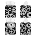 thumbnail image 2 of Fotbe Metallic Gears Porta Pañuelos Decorativo de Cuero, Caja Cuadrada Moderna para Pañuelos Faciales, Organizador y Dispensador 5x5x5'', 2 of 7