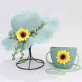 thumbnail image 1 of Conjunto de sombrero de paja de verano para niñas, bolso de mano, sombrero de Sol de flores, Sombrero de Panamá, sombrero de Sol para niños, niñas pequeñas, 1 of 4