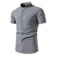 thumbnail image 4 of Birdeem Chemises pour Hommes Mode Décontractée Imprimé Col Rond Bouton Manches Courtes Chemise Blouse, 4 of 9