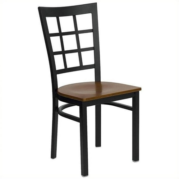 Bowery Hill Black Window Back Dining Chair in Cherry