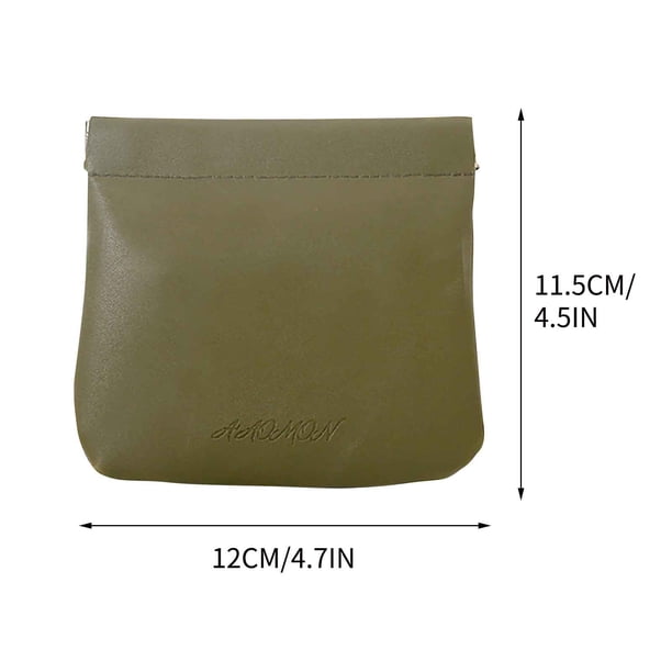 Yhmxh Bolsa de maquillaje de cuero con cierre automático y metralla para mujer, pequeña bolsa de almacenamiento portátil para lápiz labial, mini bolsa para auriculares inalámbricos