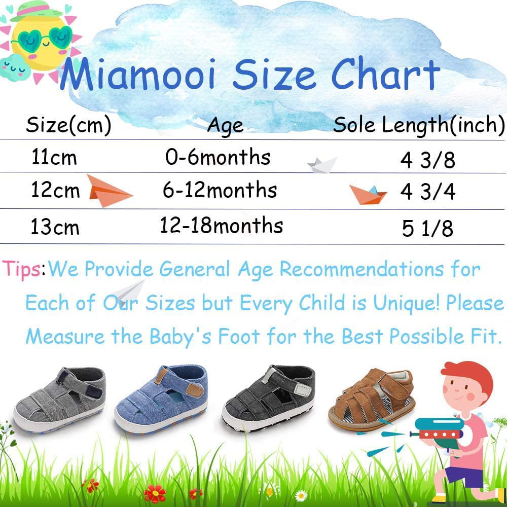 Miamooi Infant Baby Boys Girls Summer Beach Sandals Non Slip Soft Rubber Sole Toddler Outdoor Closed-Toe First Walker Shoes 