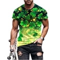 thumbnail image 2 of BRGZLK Men T-Shirts St Patricks Day Hawaiian Shirts Irish Green Clover Button Down Loose Hawaiian Shirt Trendy Clothes Tops For Party, 2 of 5
