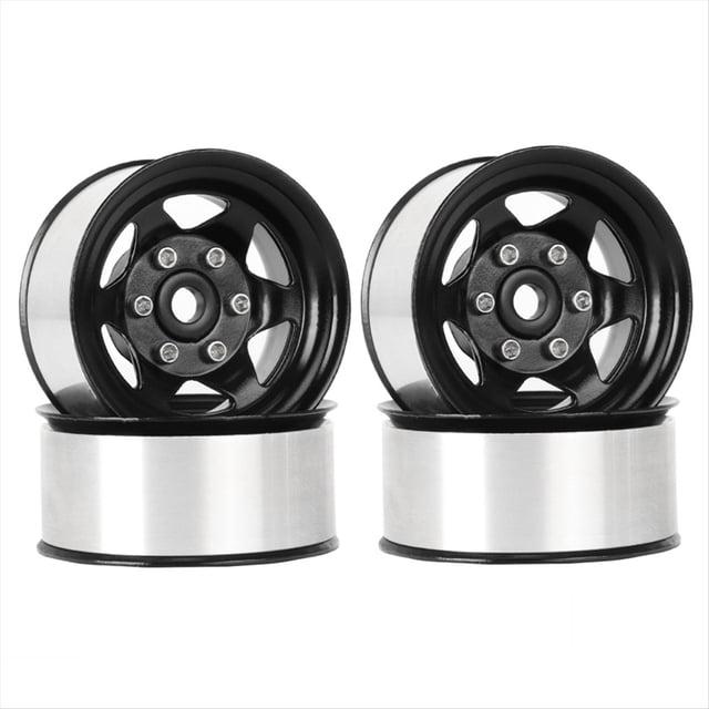 Llantas de Metal de 1,55" con Beadlock y 6 Radios para RC 1/10 D90 para CC01 LC70 MST, Color Negro.