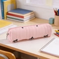 thumbnail image 6 of Quilted Aesthetic Pencil Pouch with Bow Embroidery, Slim Soft Padded Pencil Case for Office Desk Travel Makeup Brush Storage, 8.27 Inch, 6 of 8