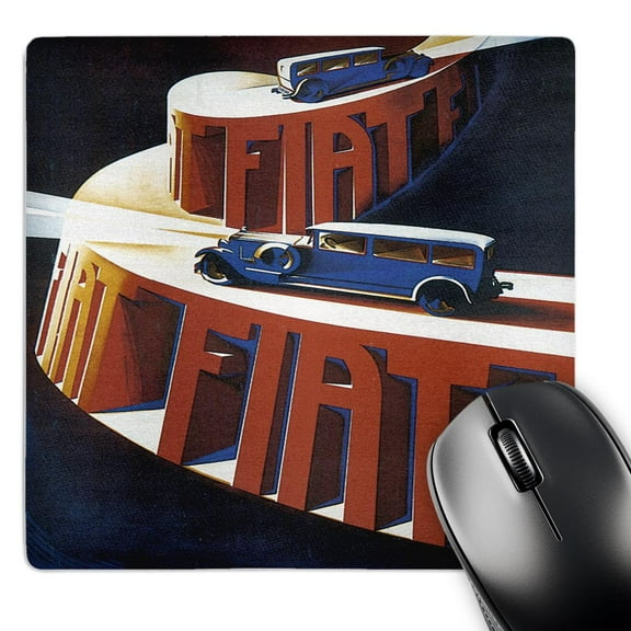 3dRose, Vintage Fiat Italian Car Motor Company Advertising Poster, MousePad