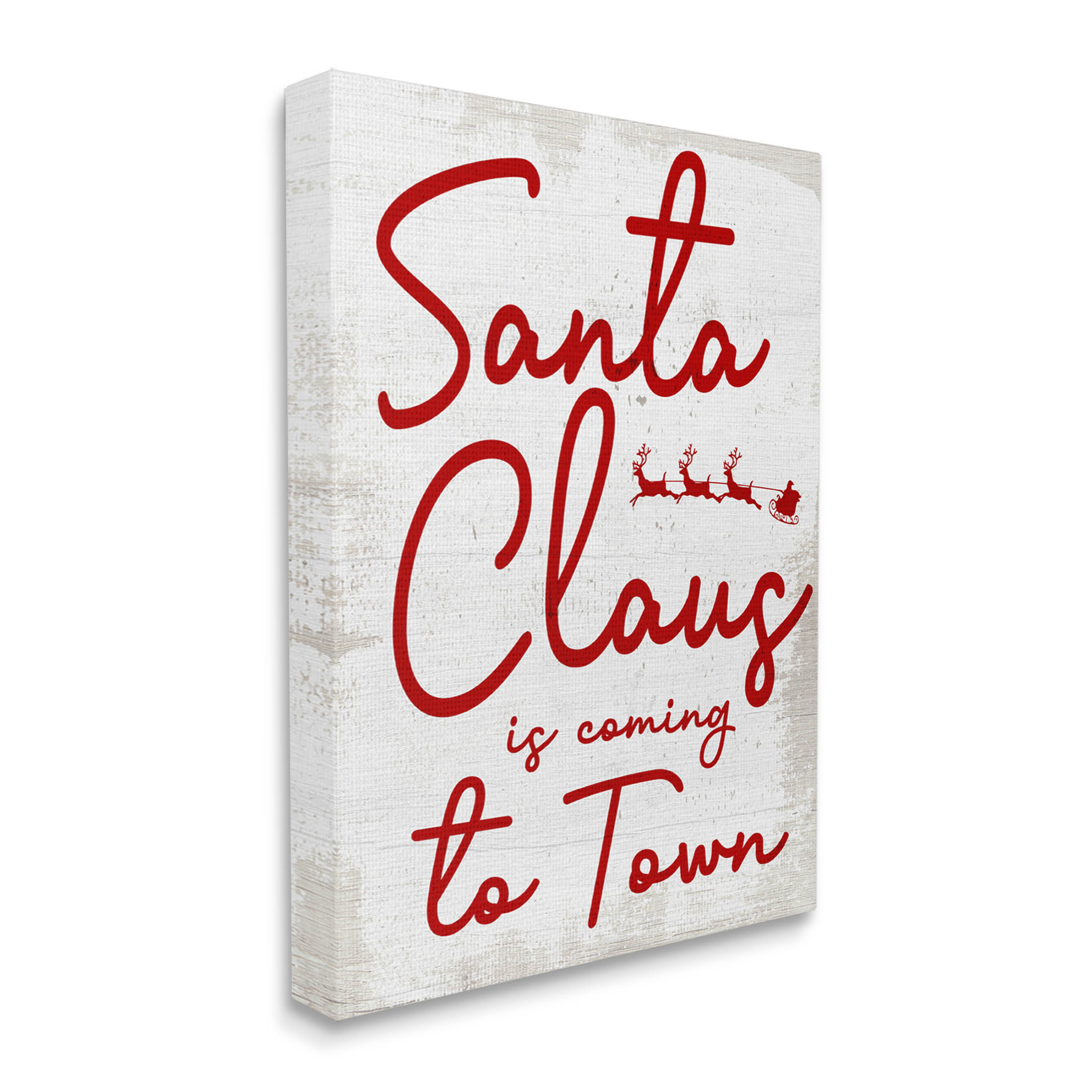 Santa Claus Coming to Town Phrase Holiday Graphic Art Gallery Wrapped Canvas Print Wall Art