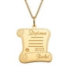 Personalized Women's Sterling Silver or Gold over Silver Graduation Diploma Engraved Name Pendant