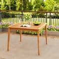 thumbnail image 2 of Gymax 40'' 4-Person Outdoor Acacia Wood Dining Table w/ 1.96'' Umbrella Hole for Porch, 2 of 10