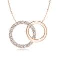 thumbnail image 1 of Angara Natural Diamond Necklace - Interlocking Diamond Circle Necklace in 14K Rose Gold for Women, 1 of 8