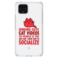 thumbnail image 1 of DistinctInk Clear Shockproof Hybrid Case for Google Pixel 4 (6.1" Screen) - TPU Bumper Acrylic Back Tempered Glass Screen Protector - Sending Cute Cat Videos How I Socialize, 1 of 1